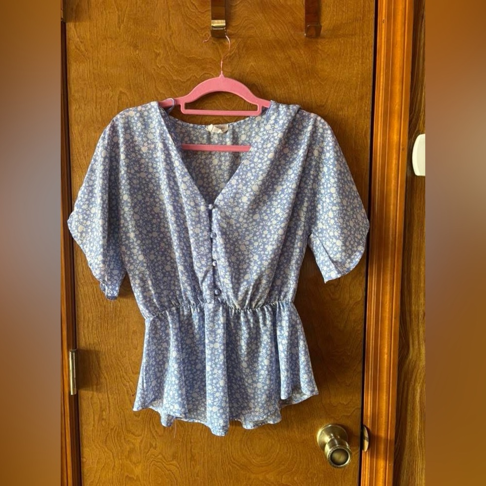 Sienna Sky Blue Blouse Elegant Top